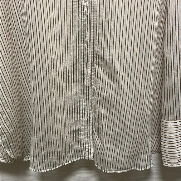 Zara | Semi Sheer |Pinstripe |Collared |Button Down |Wide Cuff |Blouse |Size XXL - Picture 3 of 14